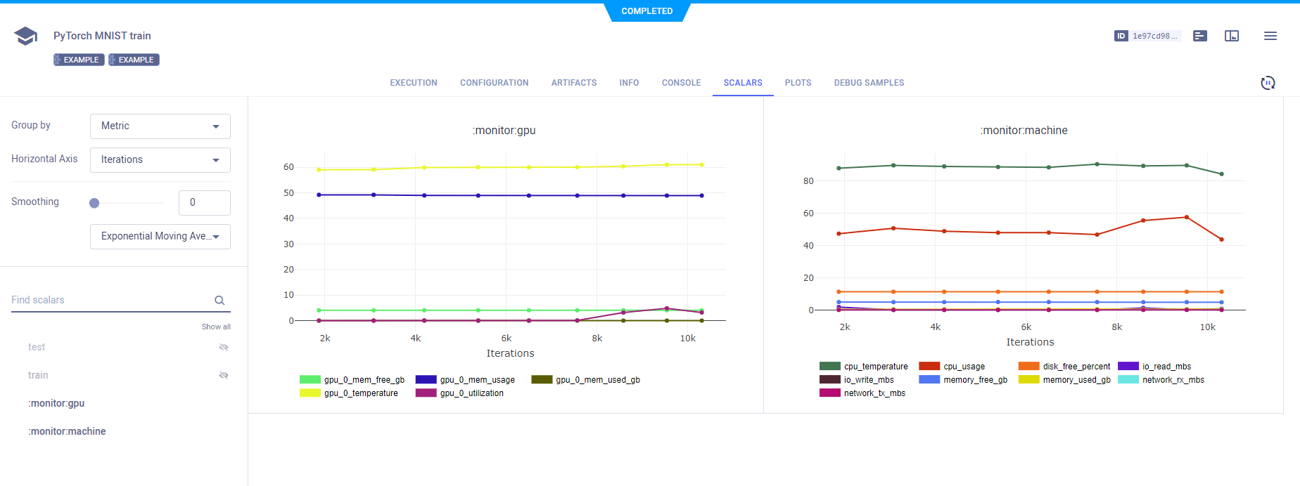 ClearML Experiment UI