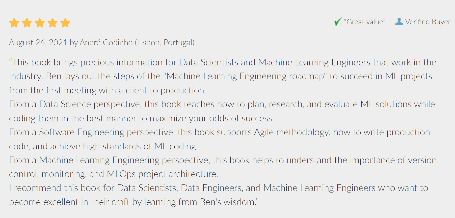A review of the book "Machine Learning Engineering in Action"