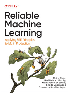 A cover of the book "Reliable Machine Learning: Applying SRE Principles to ML in Production" 