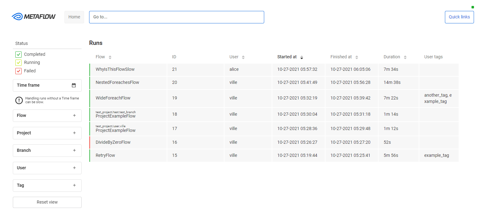 Tracking metrics of each run within the project in Metaflow, MLOps open source platform