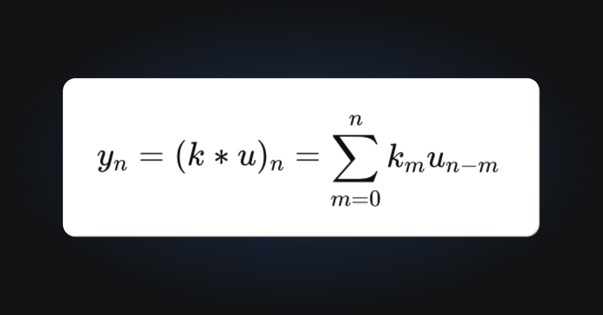 Here, m is the index for summing over past inputs. The result is the following equation for the output at step n